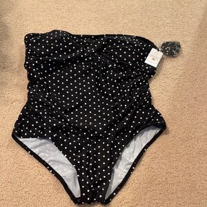 Shade & Shore Black and White Polka Dot One Piece Swimsuit